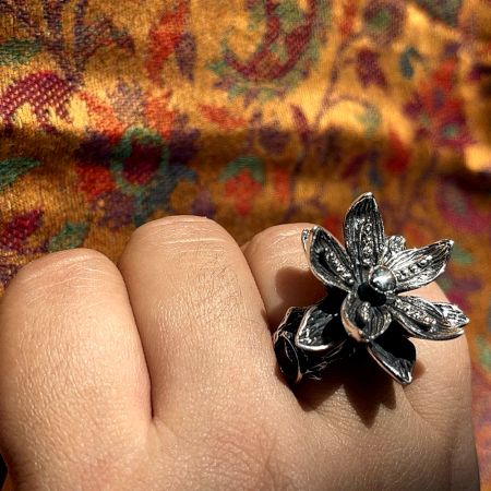 925 Sterling Silver Dual Floral Cocktail Statement Ring
